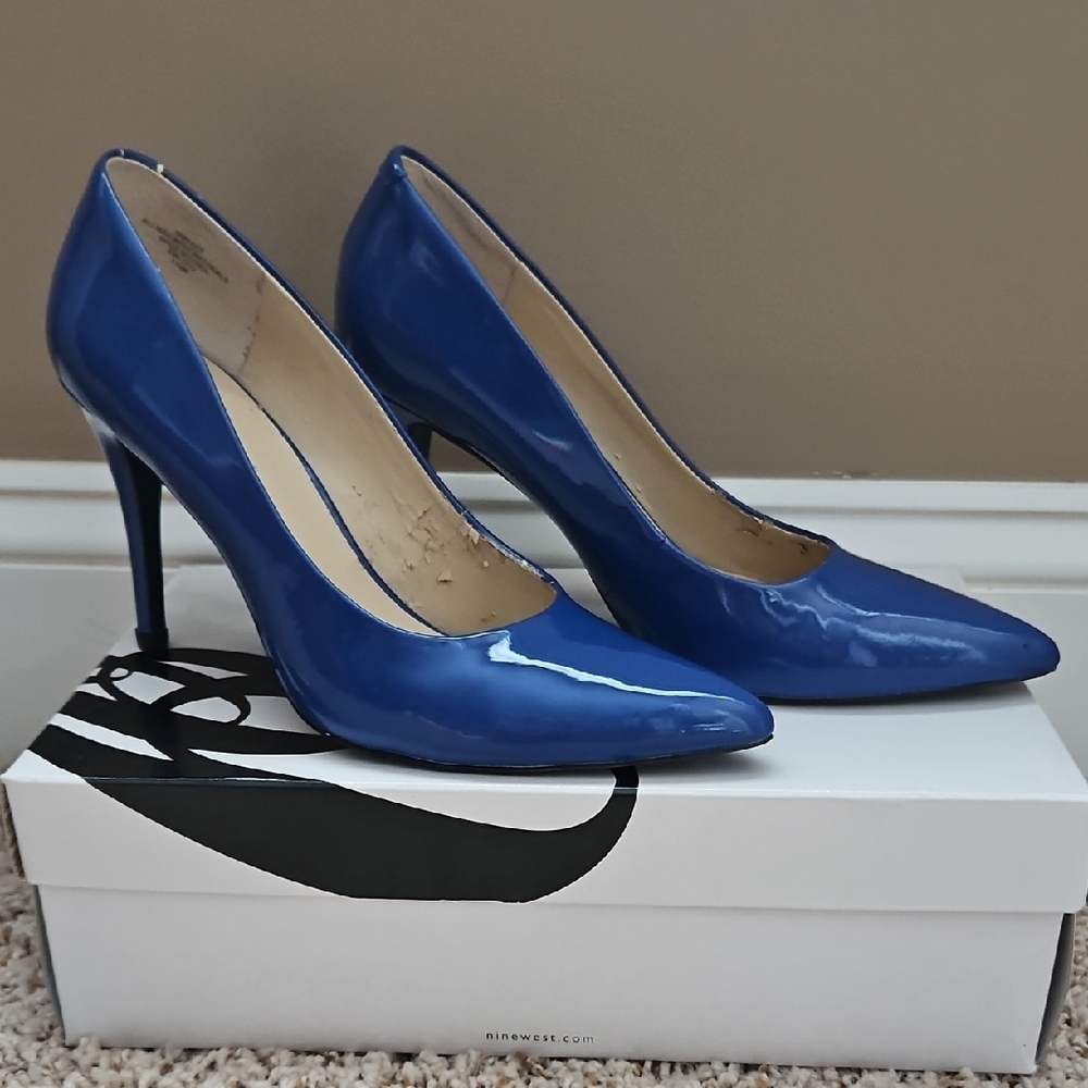 Nine West Blue Patent Leather Heels